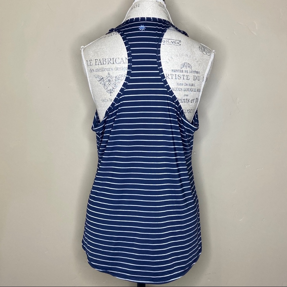 ❌SOLD❌Athleta XL Blue & Gray Striped Racerback Tan - Picture 3 of 7